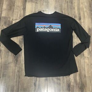 Patagonia Shirt Mens Large Black Long Sleeve Responsibili-Tee Logo Back Graphic